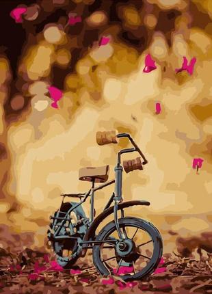 Живопис розпис картина за номерами велосипед в осінньому листі розміром 40х50 см (gs174) без лаку1 фото