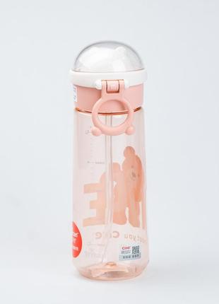 Пляшка для води 620 мл з трубочкою багаторазова рожева4 фото