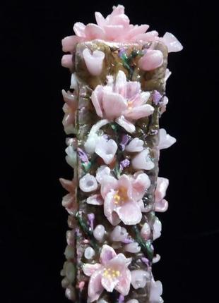 Парафінова свічка "квіти"2 фото