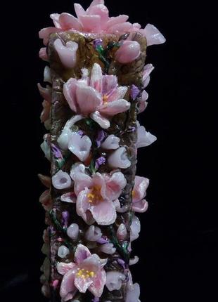 Парафінова свічка "квіти"3 фото