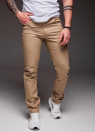 Стильные мужские летние коттоновые  брюки бежевого цвета m, l, xl