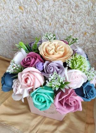 Оригинальные подарки на день рождения девушке женщине маме подруге букет цветов мыльные розы1 фото
