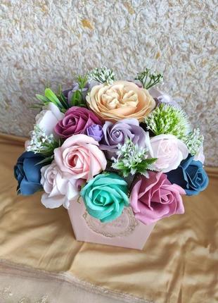 Оригинальные подарки на день рождения девушке женщине маме подруге букет цветов мыльные розы7 фото