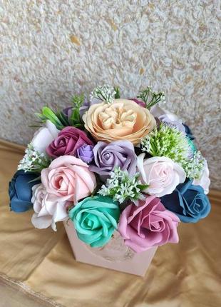 Оригинальные подарки на день рождения девушке женщине маме подруге букет цветов мыльные розы4 фото