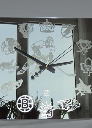 Хоккей " nhl-1" зеркальные настенные часы5 фото