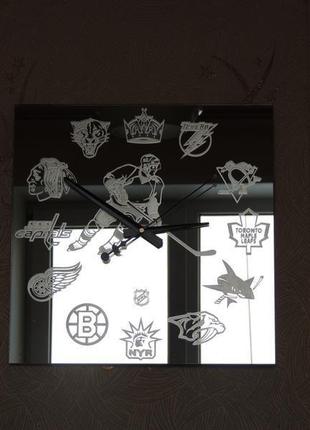 Хокей: nhl-1" дзеркальні настінні годинники6 фото