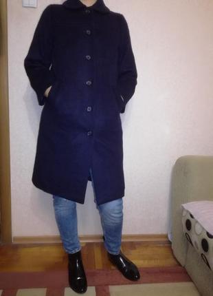 Стильне пальто-кокон темно синього кольору, розмір s/m (8/10)5 фото