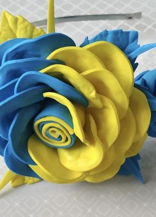 Обруч роза желто-голубая1 фото
