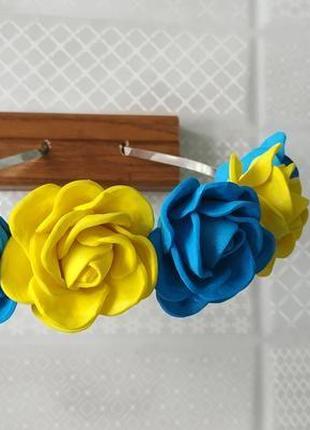 Обруч вінок троянди жовто-блакитні