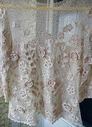 Ажурна блуза в стилі ірландського мережива ручної роботи