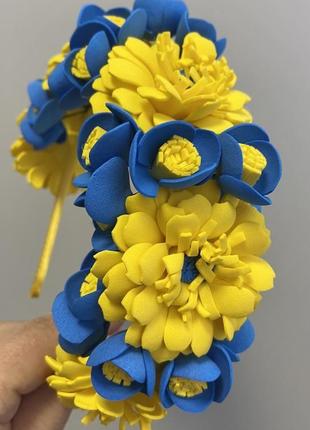 Обруч венок желто-голубые цветы2 фото