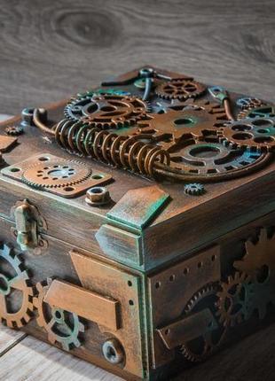 Скринька в стилі лофт для зберігання чоловічих годинників, кілець і запонок2 фото