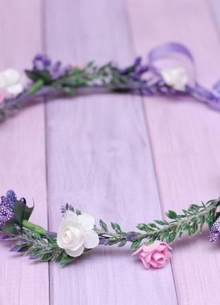 Ніжний блакитний віночок з квітами для фотосесії