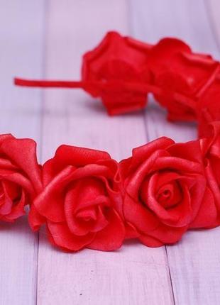 Обруч обідок з червоними трояндами3 фото