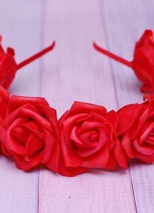 Обруч ободок с красными розами