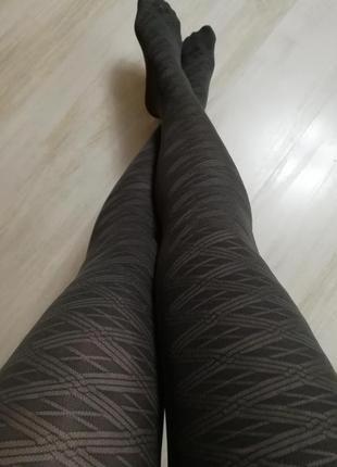 Оливкові фактурні колготки