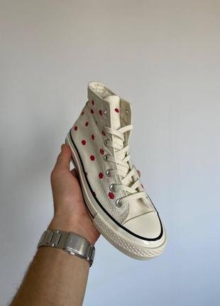 Converse chuck 70 embroidered lips white4 фото