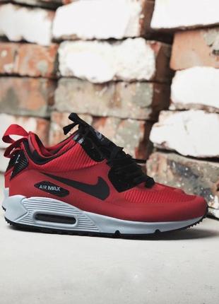 Nike air max mid 90 red white «black logo»10 фото