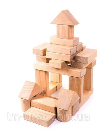 Набір дерев'яних нефарбовних кубиків "юний будівельник"у мішку код/артикул 104 101