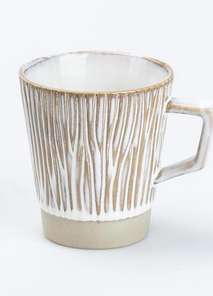 Чашка керамічна для чаю та кави 300 мл у стилі ретро золотиста