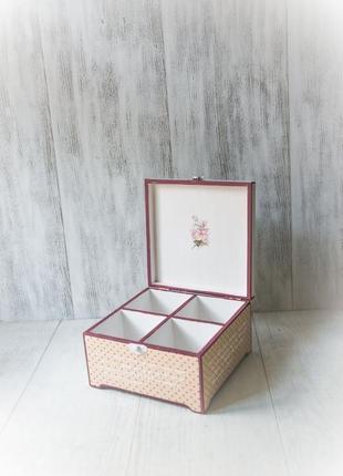Скринька для чайних пакетиків і солодощів "vintage roses"2 фото