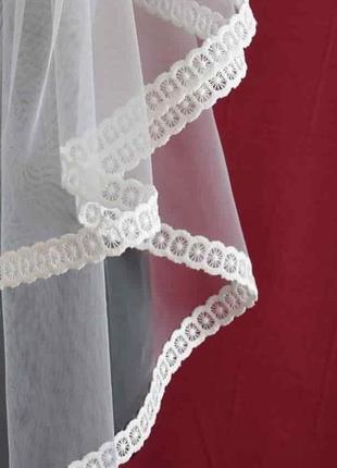Фата свадебная "макраме-2" (оттенки - белый; айвори / молочный)2 фото