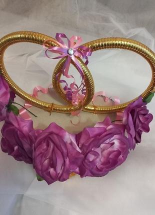Свадебные кольца на машину "розы" (фиолетовые)4 фото