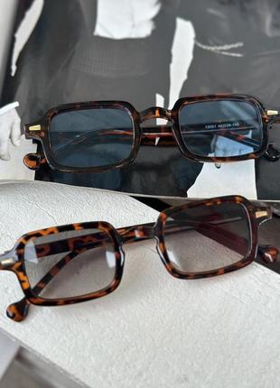 Сонцезахисні окуляри прямокутні унісекс  леопардовий з блакитним (0721)3 фото