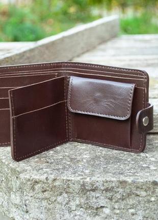 Чоловічий шкіряний гаманець коричневий з тисненням культ предків6 фото