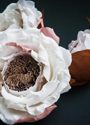 Ростовые цветы стойка на 5 цветов пионовидная роза цвета кофе2 фото
