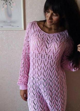 Очень красивое вязаное платье-свитер1 фото