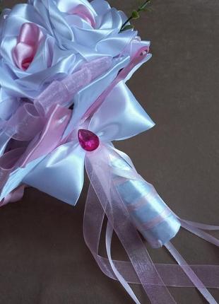 Весільний букет-дублер для нареченої "королівський" біло-рожевий2 фото