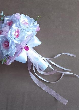 Весільний букет-дублер для нареченої "королівський" біло-рожевий1 фото