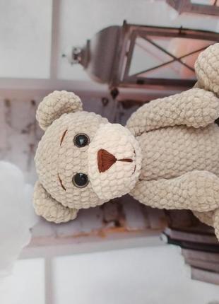 Плюшевий ведмедик гачком, в'язаний зефірний ведмедик, в'язані іграшки8 фото
