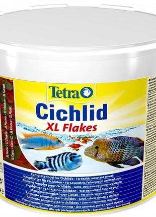 Корм tetra cichlid xl flakes для аквариумных рыб в хлопьях 10 л