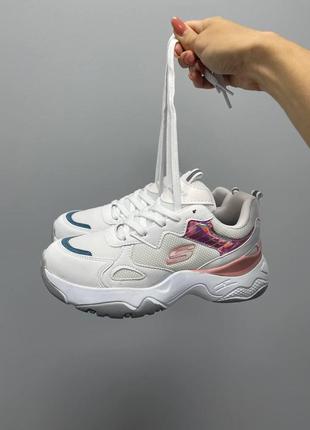 Skechers white pink1 фото