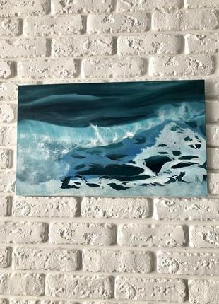 Картина маслом на холсте "пенные горизонты моря" 30х50 см2 фото