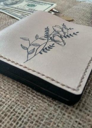 Эксклюзивный кошелек (портмоне) из натральної кожи с рисунком ручной работы (11).