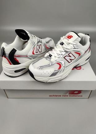 Кроссовки женские подростковые new balance 530 white silver navy red3 фото