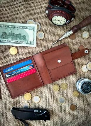 Ексклюзивний гаманець (портмоне) з натральної шкіри з малюнком ручної роботи. (8)6 фото