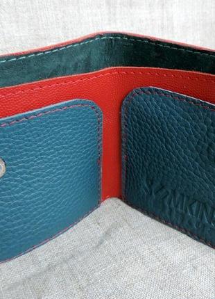 Небольшой красный кожаный кошелек двойного сложения4 фото