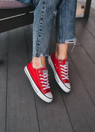 Converse low red white black line1 фото