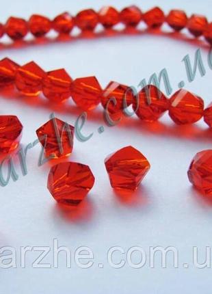 Хрустальная бусина, "кристалл", светло-красная, 6 мм код/артикул 192 cr_ crystal_024