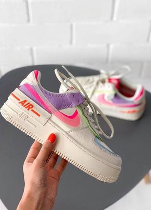 Nike air force 1 shadow beige pale ivory pink5 фото