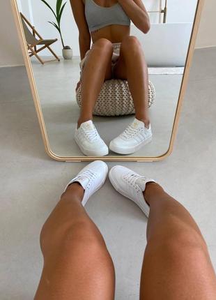 Adidas samba all white шкіра7 фото