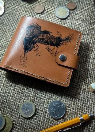Ексклюзивний гаманець (портмоне) з натральної шкіри з малюнком ручної роботи. (15)3 фото