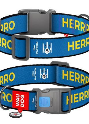 Ошейник для собак нейлоновый waudog nylon c qr паспортом, рисунок "патрон", пластиковый фастекс, xxl, ш 35 мм,
