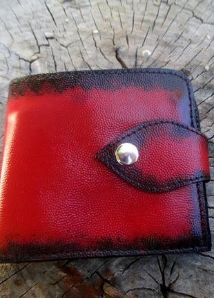 Красный кожаный кошелек3 фото