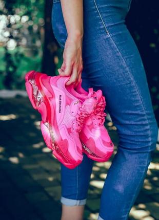 Balenciaga triple s clear sole pink neon10 фото