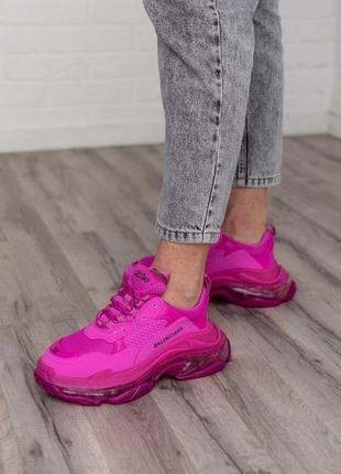 Balenciaga triple s clear sole pink neon